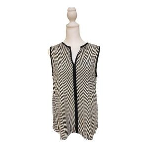 Vince Camuto Monochrome Chevron Sleeveless Blouse Size Small
